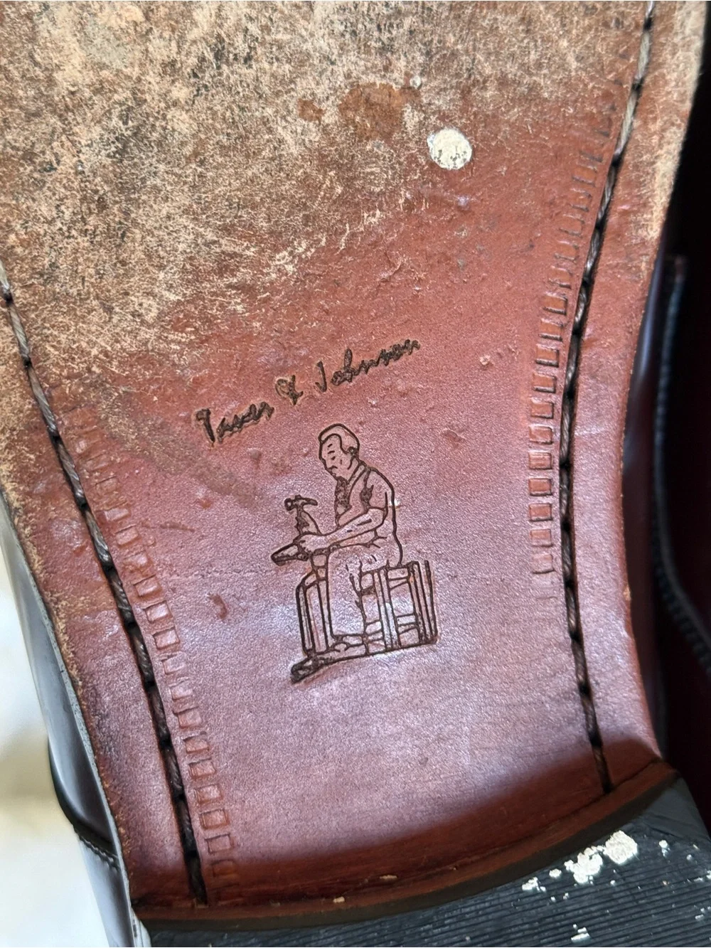 Tauer & Johnson Italian series men's 10C burgundy leather cap toe oxfords 6749